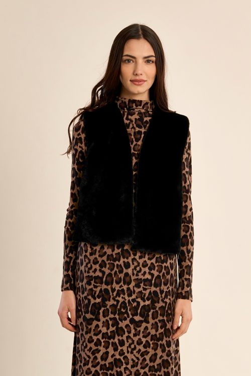 Veste sans manches en fausse fourrure