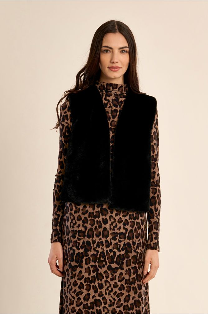 Veste sans manches en fausse fourrure