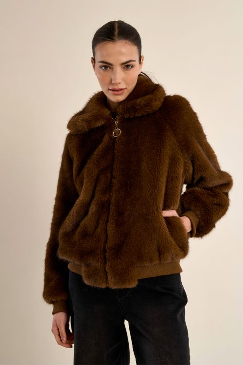 Textured jacket, imitation fur
