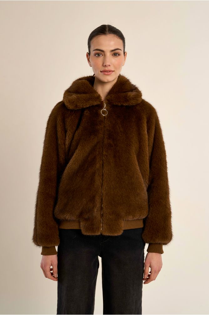 Veste texturée, imitation fourrure