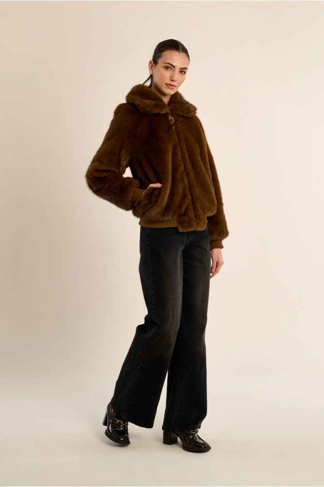 Veste texturée, imitation fourrure