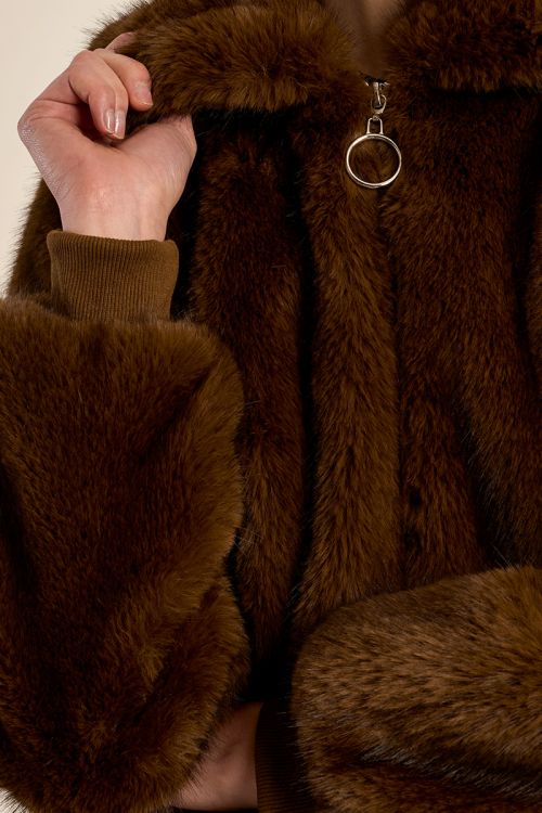 Veste texturée, imitation fourrure