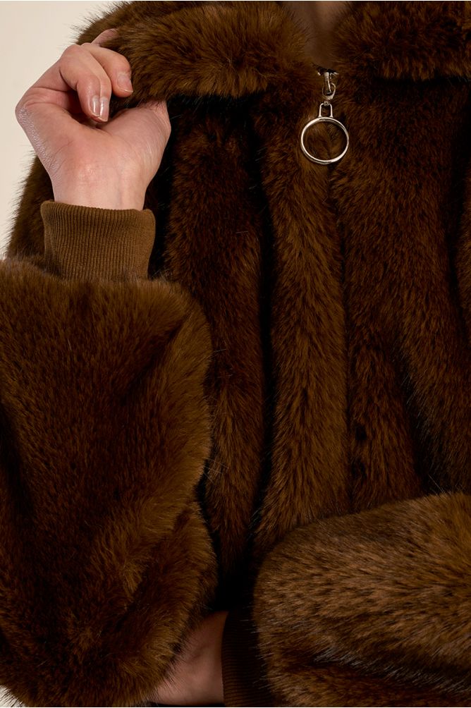 Veste texturée, imitation fourrure