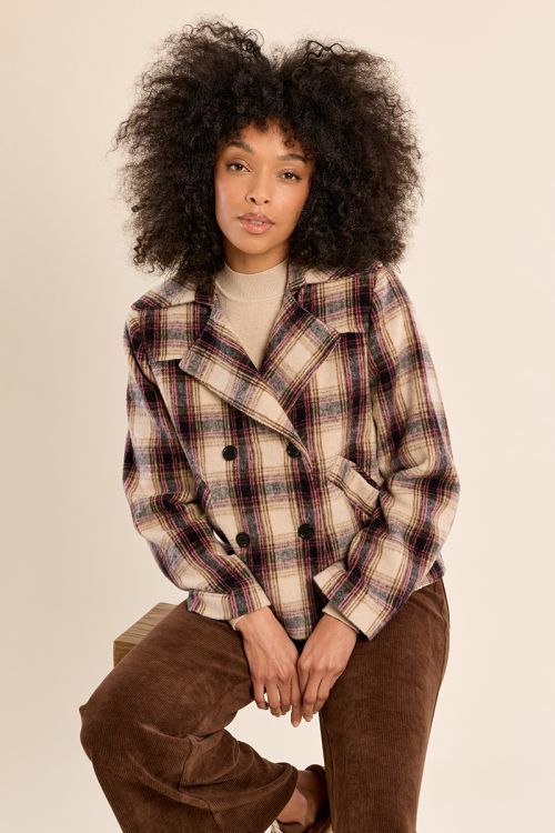 Manteau court à carreaux