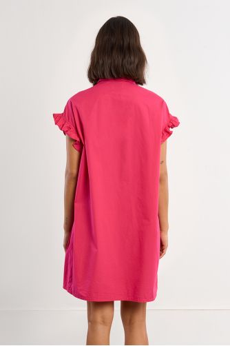 Robe chemise en coton, smockée