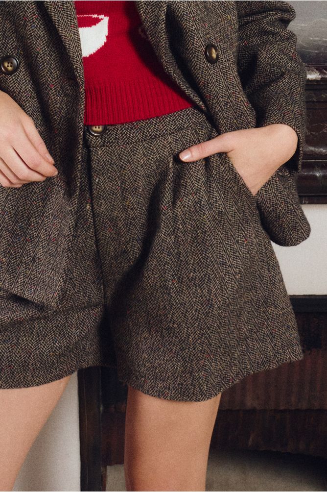 Short taille haute en lainage