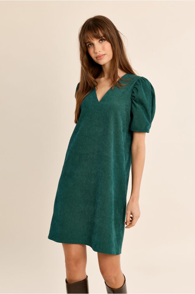 Vestido de manga corta abullonada