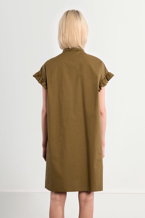 Cotton shirt dress, smocked
