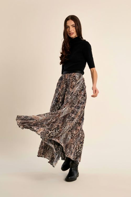 Elasticated skirt in printed voile