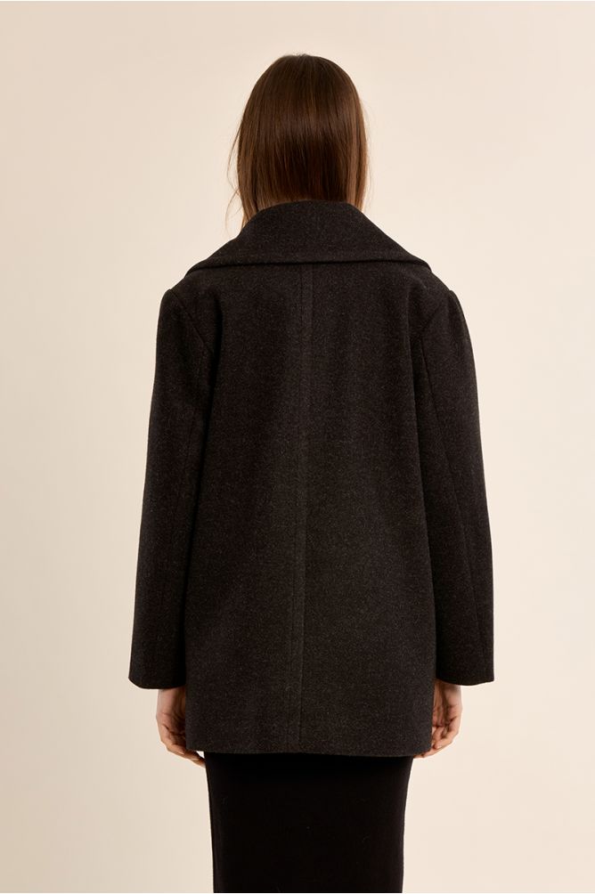 Button-down coat with wide collar