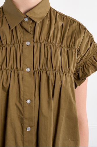 Robe chemise en coton, smockée