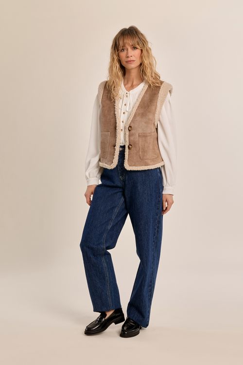 Sleeveless jacket, imitation sheepskin