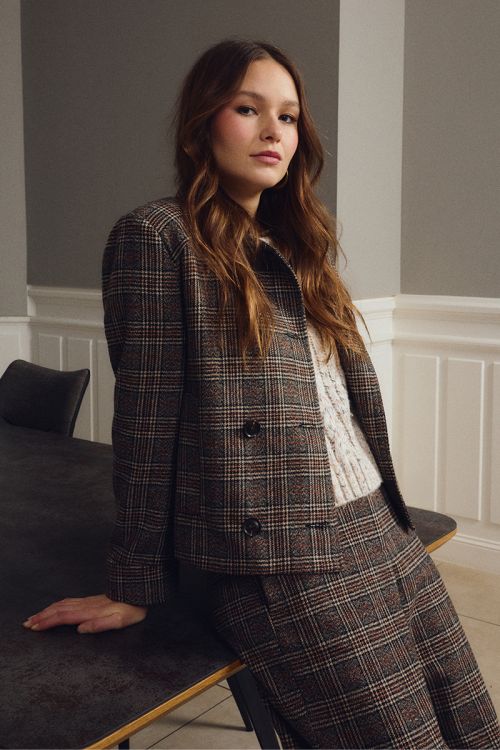 Chaqueta de doble botonadura con estampado