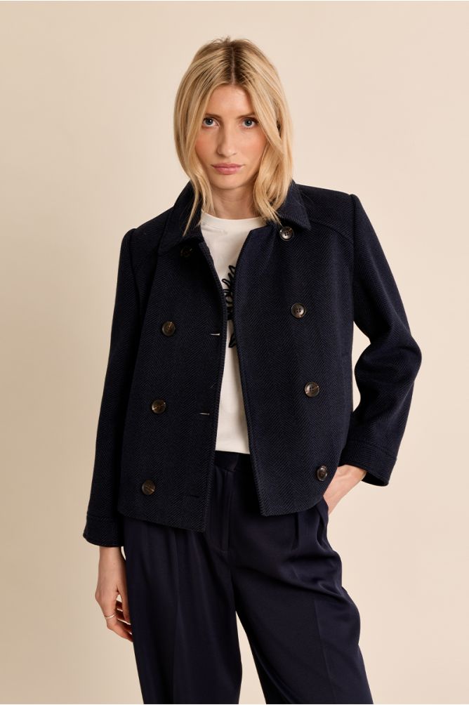 Chaqueta de doble botonadura con estampado