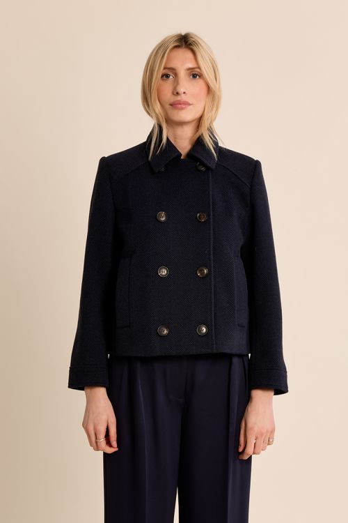 Chaqueta de doble botonadura con estampado