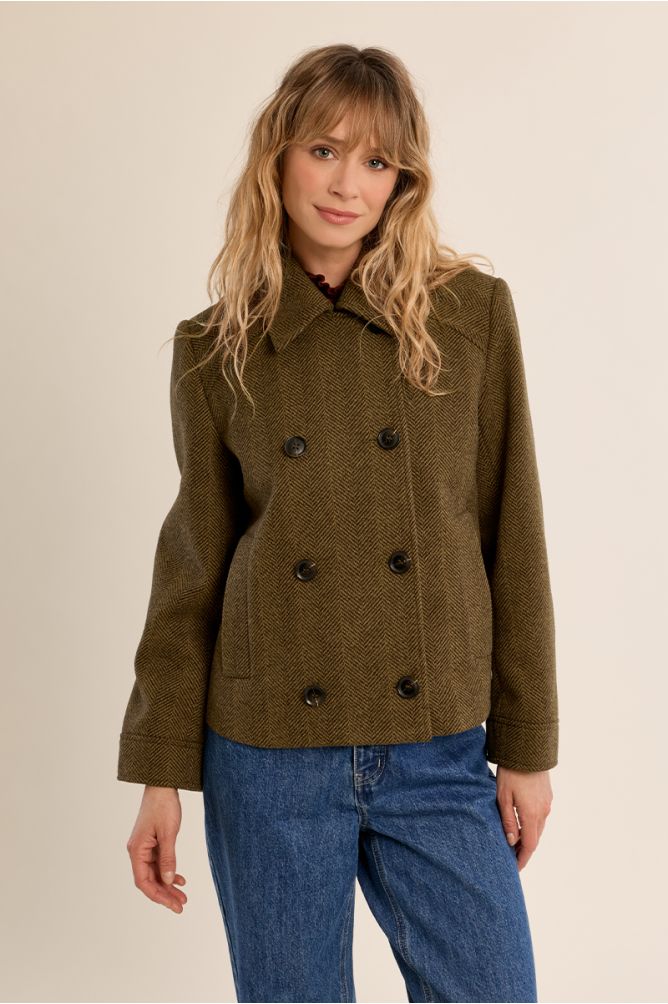 Chaqueta de doble botonadura con estampado