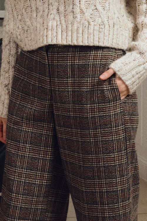 Pantalon évasé à carreaux