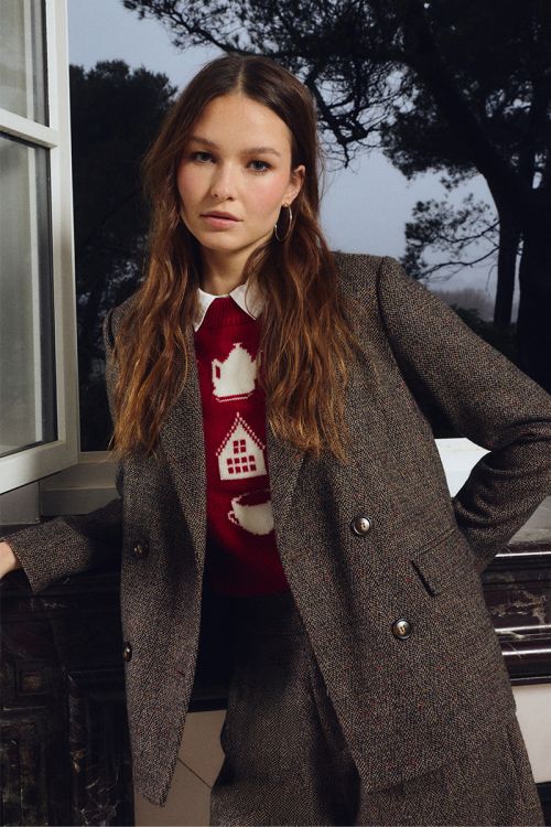 Blazer con estampado y doble botonadura