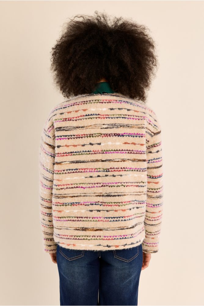 Fluffy button-down jacket