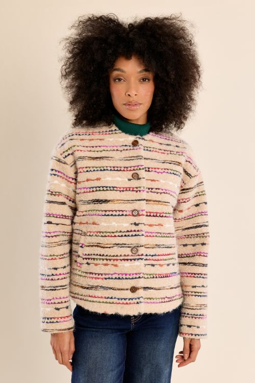 Fluffy button-down jacket