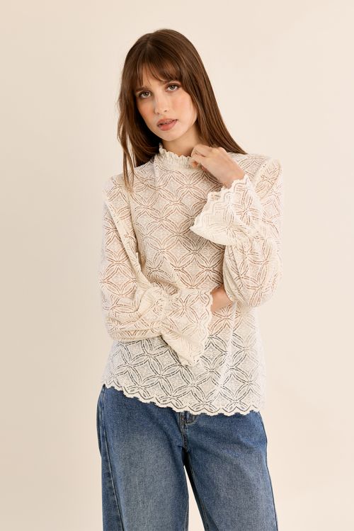 Straight blouse in semi-transparency