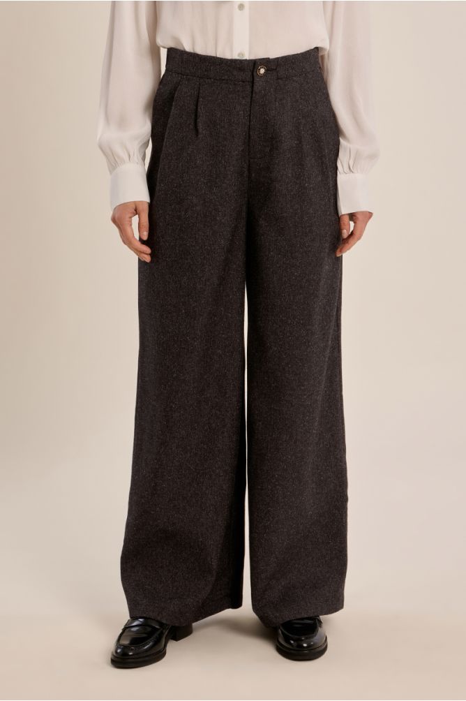 Pantalon taille haute, jambes larges