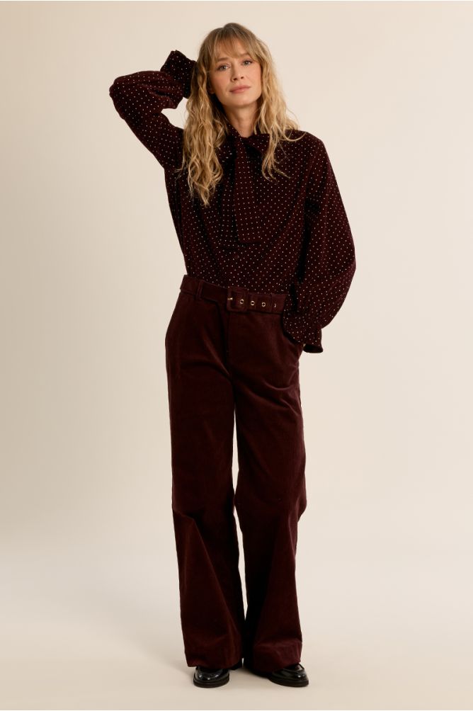 Pantalon ceintré en velours côtelé