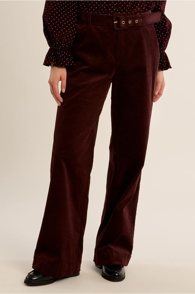 Belted corduroy trousers