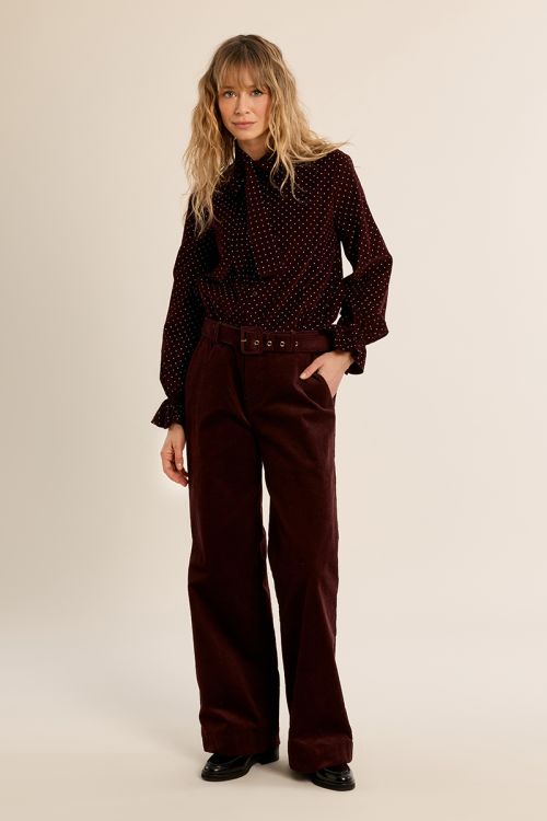 Pantalon ceintré en velours côtelé