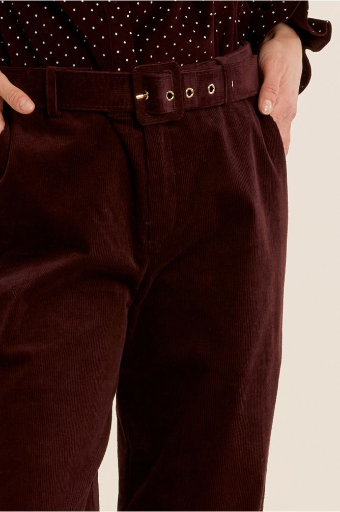 Pantalon ceintré en velours côtelé