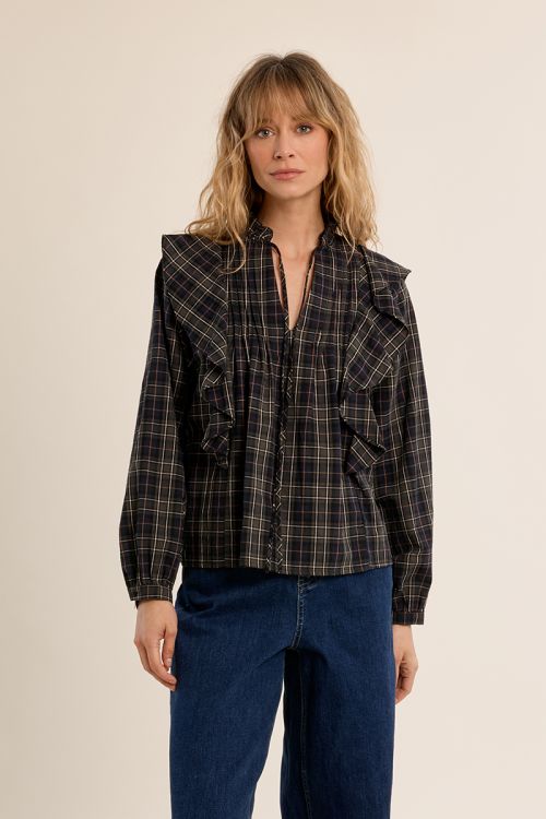 Plaid cotton blouse