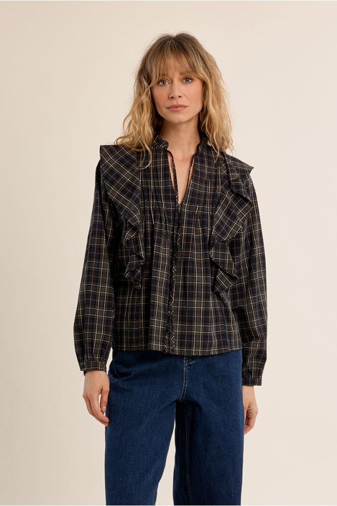 Blouse en coton à carreaux