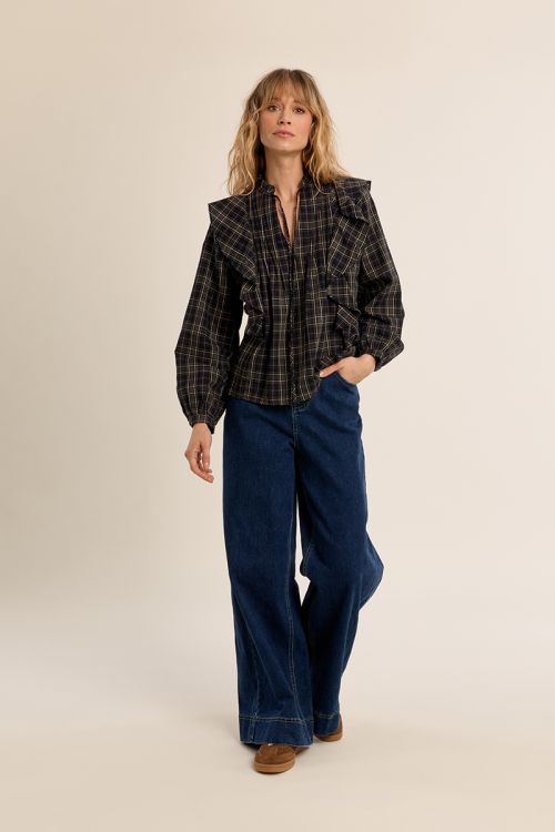 Blouse en coton à carreaux