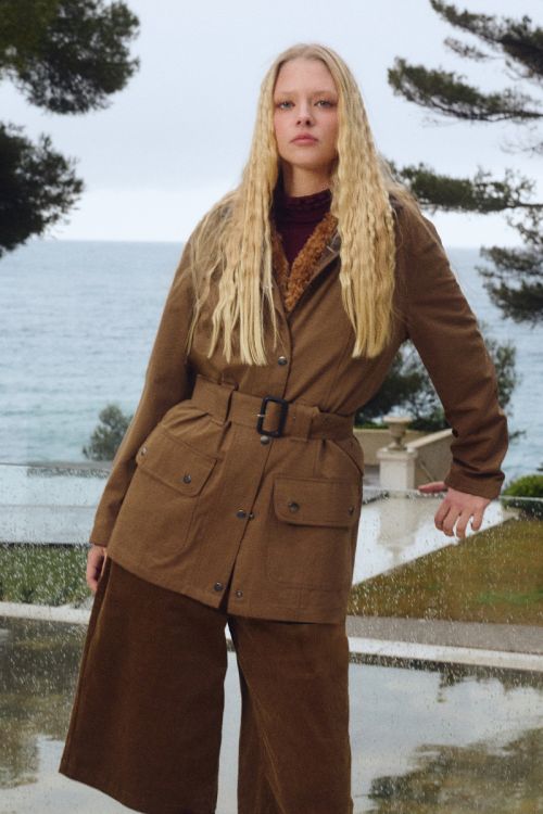 Belted cotton parka