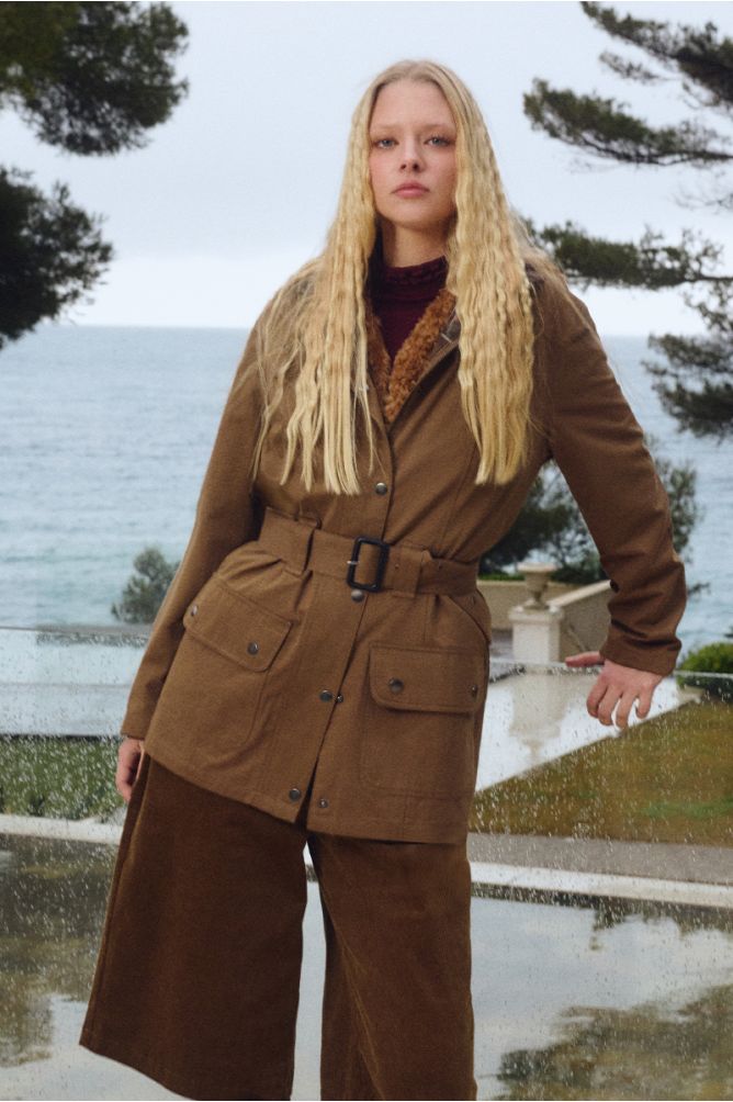 Parka ceinturée en coton