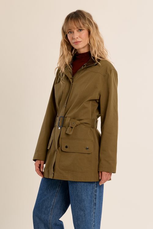 Belted cotton parka