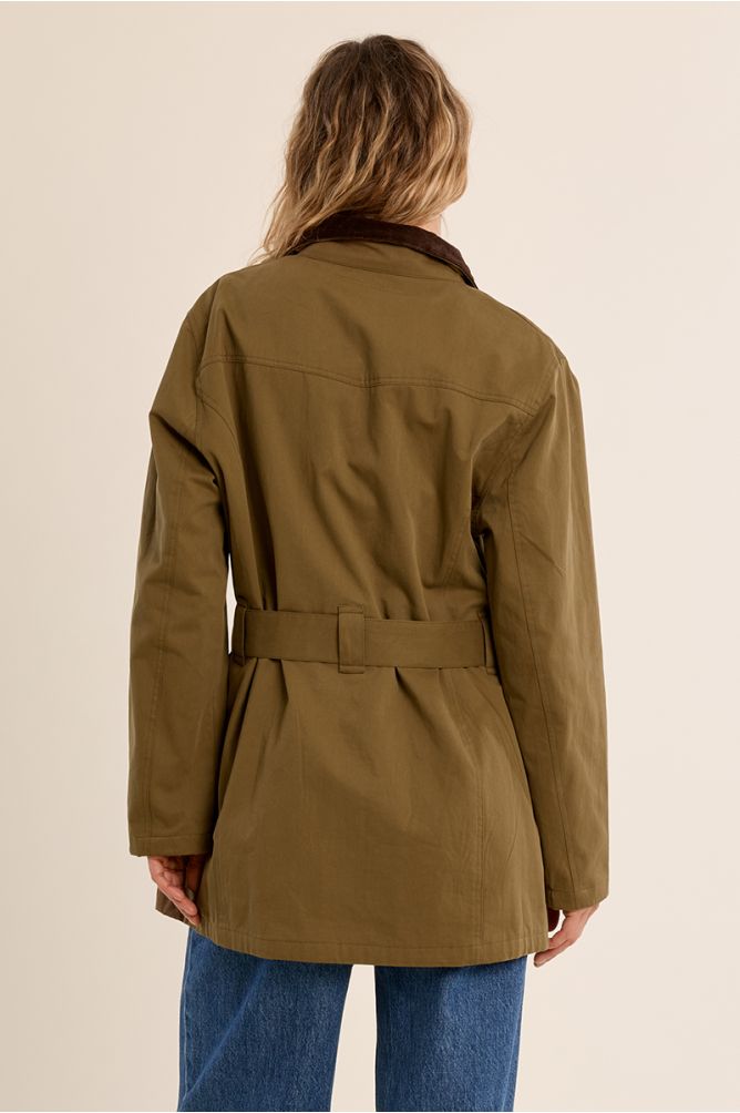 Belted cotton parka