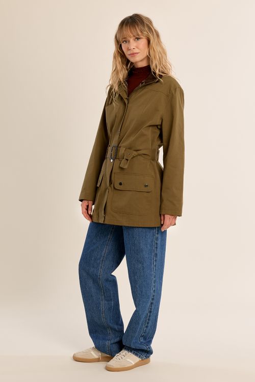 Parka ceinturée en coton