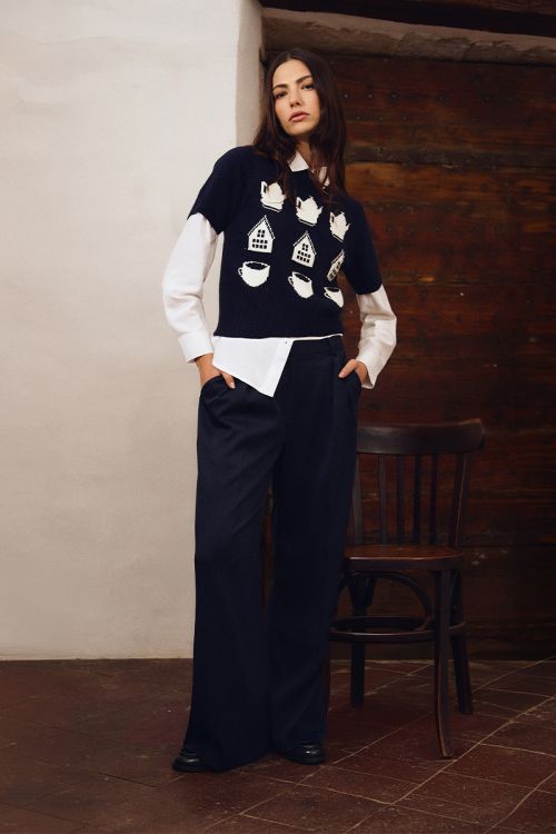 Pantalon à pinces droit