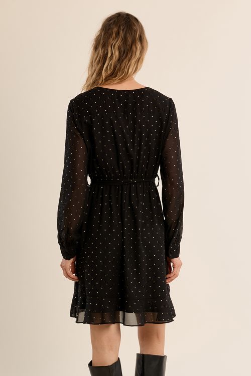 Vestido corto con lazada y estampado 