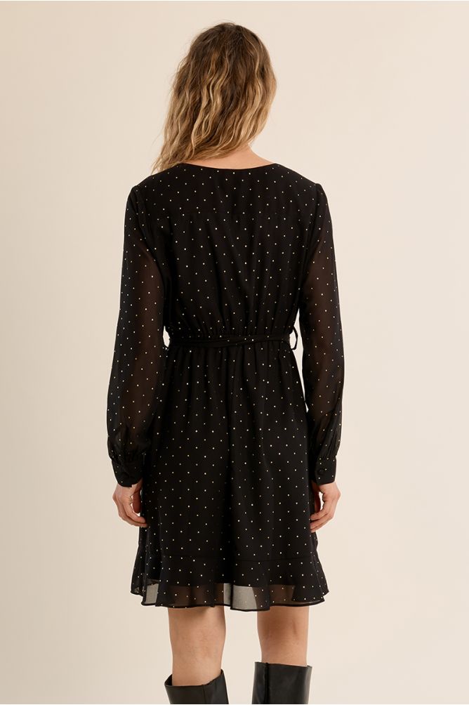 Vestido corto con lazada y estampado 