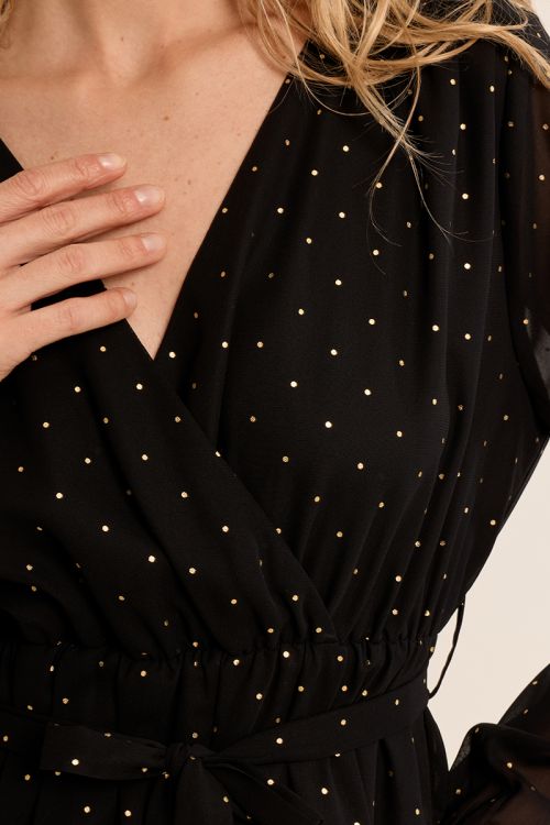 Vestido corto con lazada y estampado 