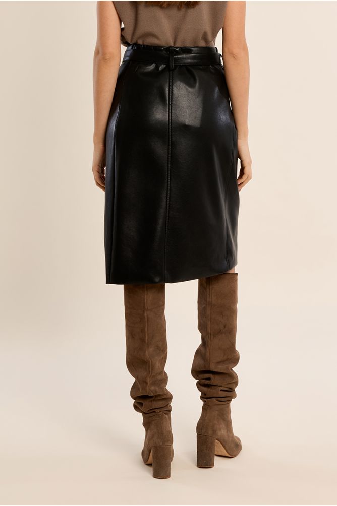 Faux leather midi skirt