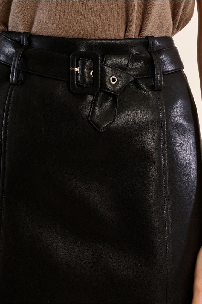 Faux leather midi skirt