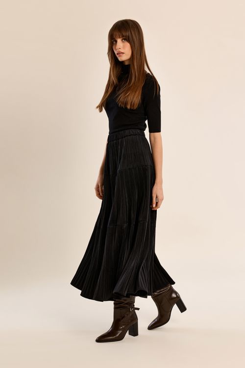 Jupe longue plissée à fronces
