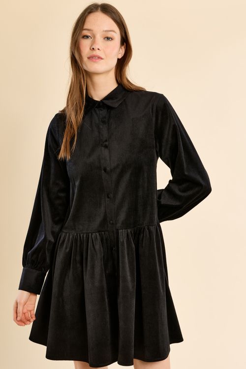 Robe chemise courte volantée