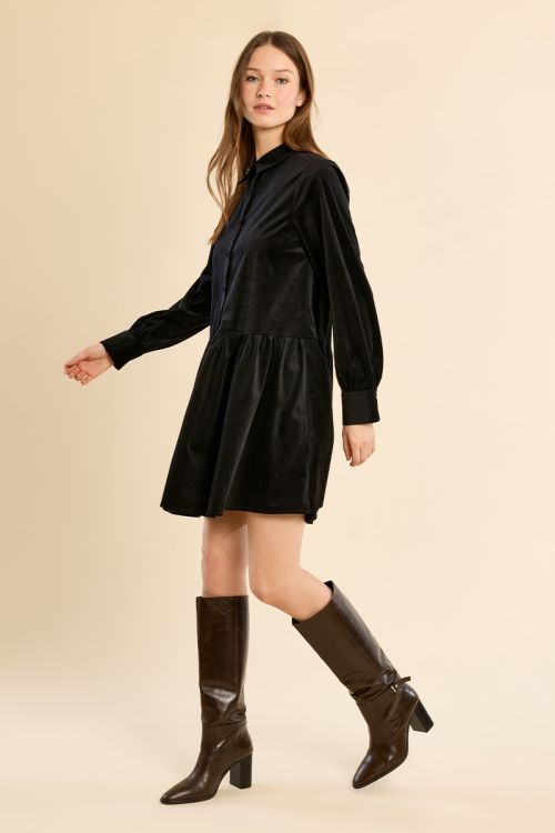 Robe chemise courte volantée