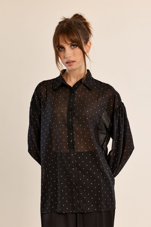 Camisa de manga larga detalle lunares