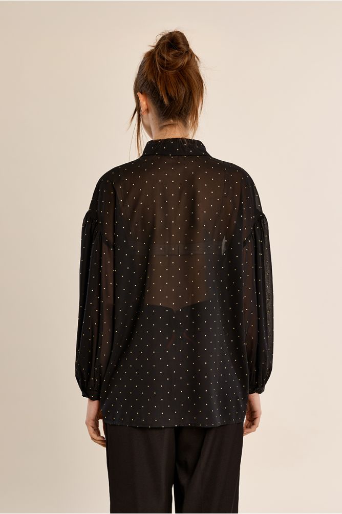 Camisa de manga larga detalle lunares