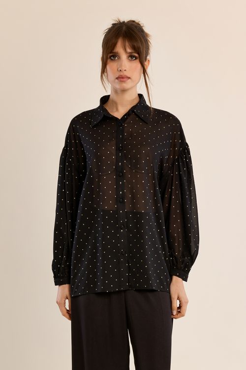 Camisa de manga larga detalle lunares